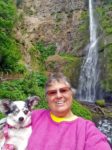 Meredith and Jingles at waterfall