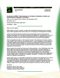 image of PSDP's section 504 NPRM comment, linked to the accessible PDF